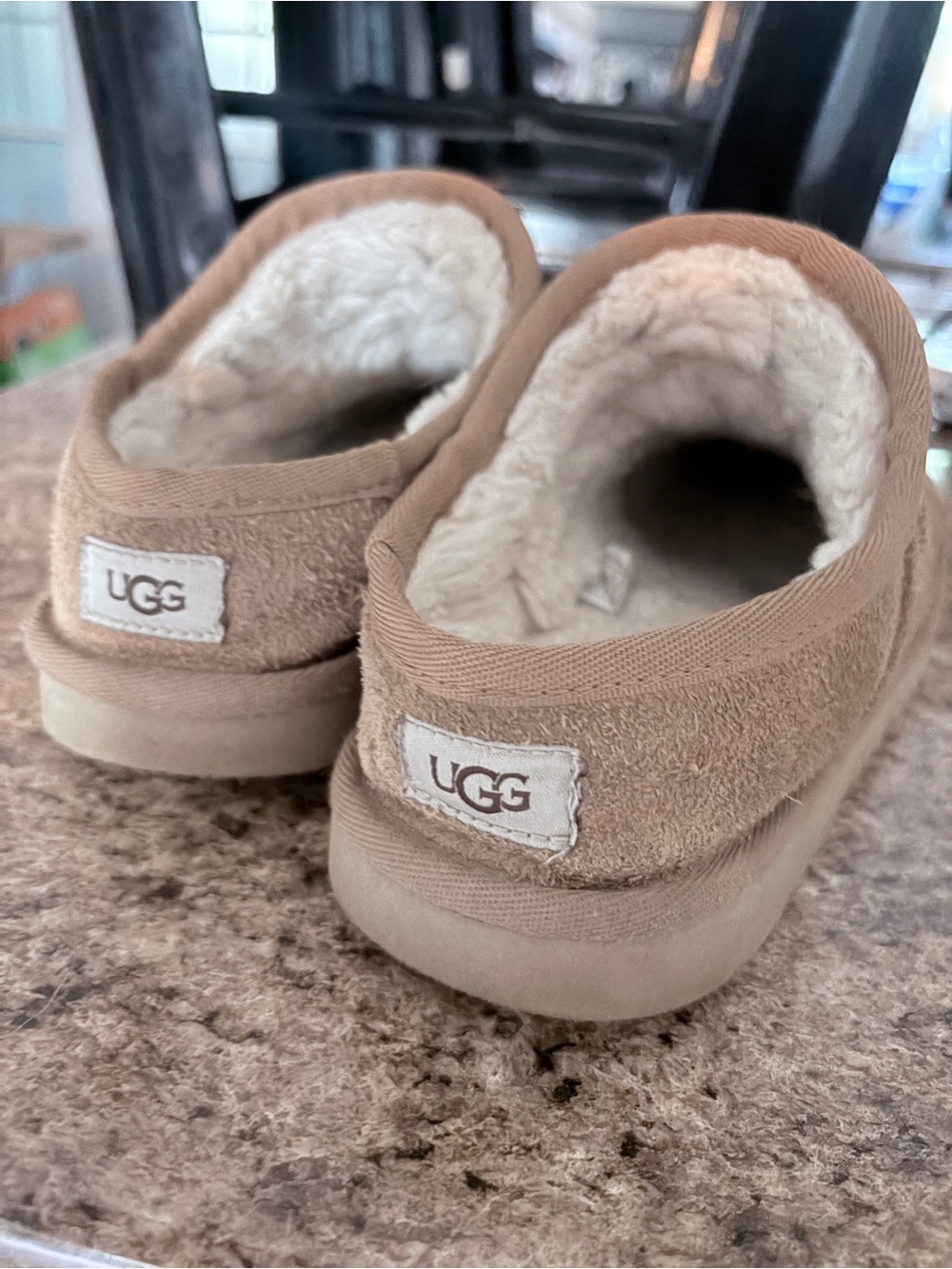 UGG Kids Chestnut Suede Slip-On Clogs - Picture 2 of 2